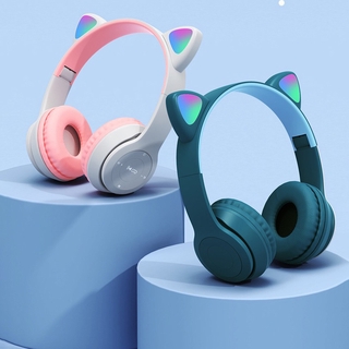 Audífonos Para orejas De Gato/gatito/Gamer/Bluetooth/audífonos inalámbricos con micrófono con Luz Led Para Celular Rosa/audífonos rosados/lindas orejas/diademas/niños