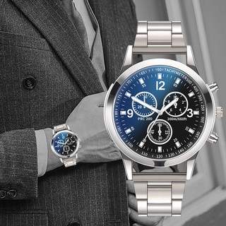 Reloj ejecutivo de lujo para hombres con pulsera de acero inoxidable Reloj de cuarzo de moda Reloj de bolsillo plateado para hombres 28040-8