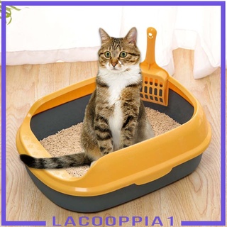 [Lacooppia1] caja de arena para gatos, semicerrada, antiadherente, bandeja de arena antisalpicaduras, fácil de limpiar, borde desmontable, caja de arena, contenedor de cama