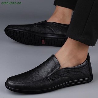CLOHOO Cuero Genuino De Los Hombres Casual Zapatos De Transpirable Suela Suave Guisantes La Primavera De Un Paso Cómodo (4)