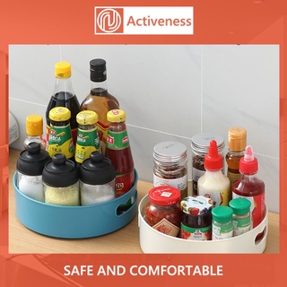 ☆ 360 Rotating Tray Kitchen Storage Containers for Spice Jar Snack Tray Bathroom Storage Box Non Slip Cosmetics Organizer ACTIVENESS