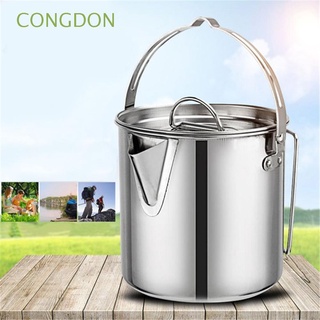 CONGDON Lightweight Water Kettle Stainless Steel Hanging Pot Camping Kettle Portable Compact Camping Pot Outdoor Tableware Outdoor Hiking Backpacking Picnic Cooking Tableware Cooking Kettle/Multicolor