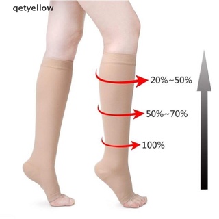 qetyellow 1 par debajo de las medias de apoyo a la rodilla medias varicosas circulación de compresión calcetín co