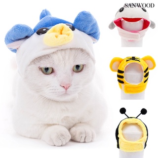 Sanwood gatito de dibujos animados en forma de Animal suave lindo gato tocado perro cruz atado desgaste mascota sombrero