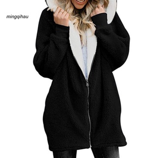 Abrigo De media longitud para mujer con capucha/suéter Resistente al frío
