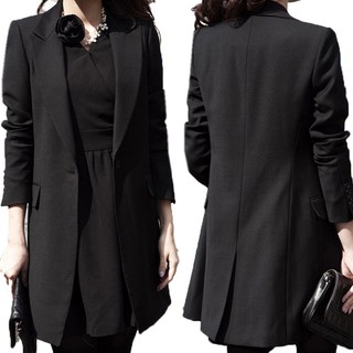 Zanzea formal botón sólido negro OL trabajo abrigo largo Blaser chaqueta más el tamaño
