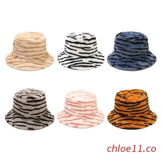 chloe11 zebra rayas felpa pescador gorra suave caliente sombrero de piel de conejo de imitación sombreros de pescador