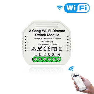 ele_2 gang diy wifi dimmer módulo smart life/tuya app interruptor de luz remoto de 2 vías