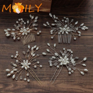 Moily pinza Para el cabello Elegante Para mujer con perlas De Flor/accesorio Para el cabello Para boda
