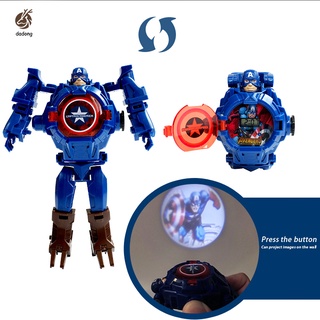 Moda niños 3D proyección relojes Robot deformación reloj de juguete electrónico de dibujos animados reloj para niños niñas (5)