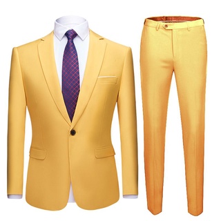 Hombres trajes 2 piezas chaqueta pantalones para hombre de negocios de oficina traje de boda novio esmoquin Slim Fit solo botón Casual trajes formales conjunto