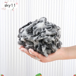 sky body cepillo bola burbuja puff baño ducha malla espuma herramienta de baño limpiador de piel suave exfoliante esponja
