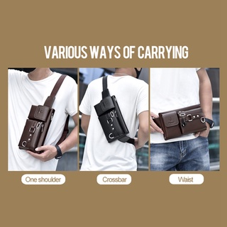 Weixier marca Uni de un solo hombro multifunción de gran capacidad de cintura bolsa de los hombres bolsa de pecho Casual bolsa de mensajero cartera marrón (8)