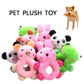 juguete para mascotas/perros/juguete con sonido chirriante para masticar/juguetes de peluche/anillo de dibujos animados/diseño de animales