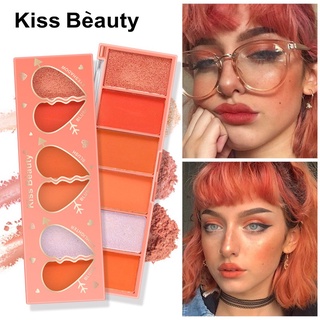 Kiss Beauty Paleta De Rubores Sombra De Ojos Naranja De Alto Brillo Seis Colores