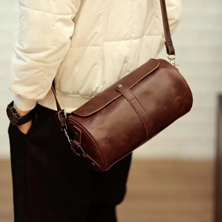 Los hombres retro cilindro bolsa de hombro bolsa de mensajero de los hombres coreanos pequeño bolso de hombro bolsa de teléfono móvil bolsa de cubo tp073