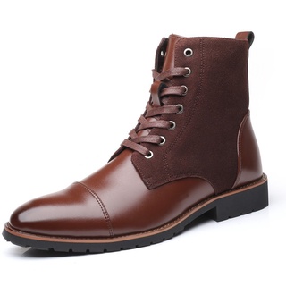 Estilo británico botas de cuero retro de color de la moda botas de cuero de los hombres zapatos de vestir (1)