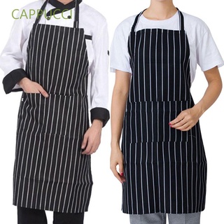 CAPPUCCI con 2 bolsillos babero herramientas de cocina negro raya delantal mujeres poliéster cocina Chef hombres camarero ajustable/Multicolor