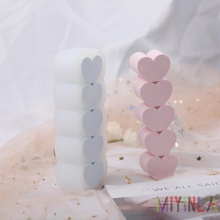 Mia 3D cinco cavidades de silicona corazón vela molde postre Mousse pastel jalea moldes Spot goods
