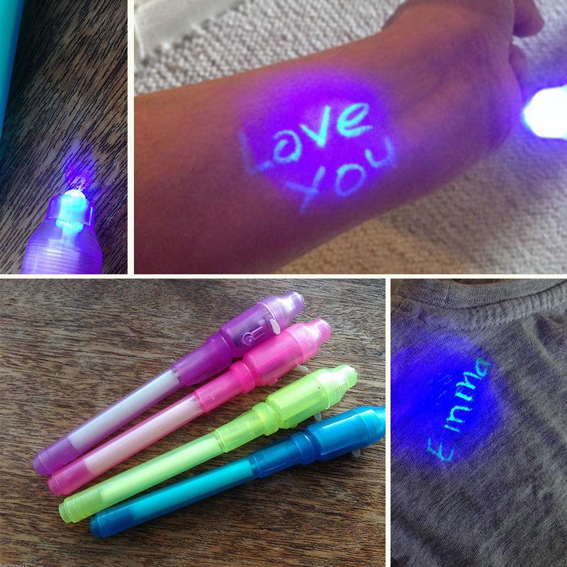 3Pcs Bolígrafo De Tinta Invisible Incorporado Luz UV Marcador Mágico Gadget Mensaje Secreto (1)