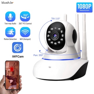 Detección De Movimiento Audio Home segurança Smart IR Visión Nocturna Completa HD 1080P Cámara De Vigilancia wifi 360o Monitor Do Bebê IP Robo 3 Antenas (1)