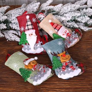 Árbol de navidad colgante de medias decoraciones/Xmas niños regalo de cilicio bolsa de caramelo decoración/3D Santa Claus alce muñeca colgante (5)