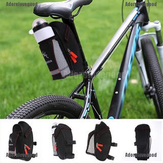 [alg] bolsa de sillín de bicicleta con bolsillo de botella de agua para bicicleta, asiento trasero, bolsas de cola, adorelovegood