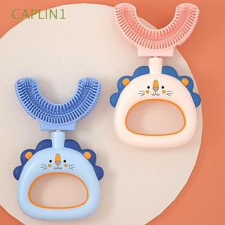 caplin1 bebé niños silicona cepillo de dientes manual cuidado oral en forma de u bebé cepillo de dientes 2-12 años de edad grado de alimentos 360 grados de dibujos animados niños bebé niños limpiador de dientes/multicolor (1)
