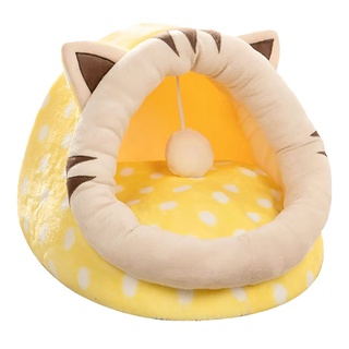 camas de vellón lavables en forma de oreja con bola de pelo semicerrada casa de mascotas