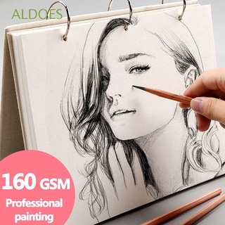 ALDOES Professional Sketch Paper 160 GSM Painting Graffiti Sketch Book Drawing Sketch Art Supplies Stationery Linen hardcover Notebook Super thick Hand Painted Spiral Sketchbook (1)