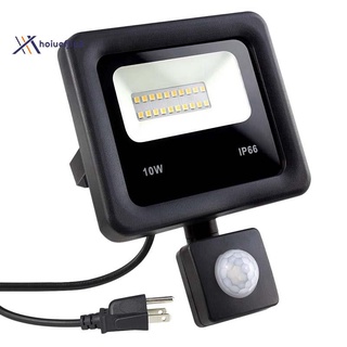 10 W Sensor De movimiento Led luces De inflación Pir inducción reflectores Ip66 impermeables 3000k blanco cálido Para jardín Parque (enchufe usa)
