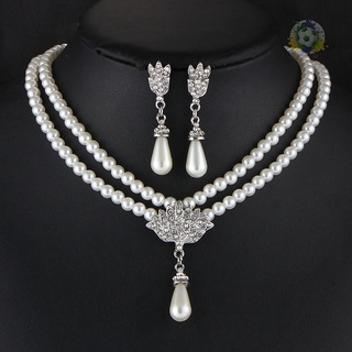 Set de joyería flash para mujer/pendientes de imitación de perlas de cristal/accesorios de novia para bodas