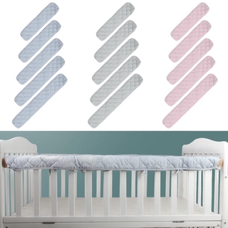 Wit 2Pcs algodón cuna protección envoltura borde bebé Anti-mordida Color sólido cama valla barandilla cubierta seguro dentición Protector