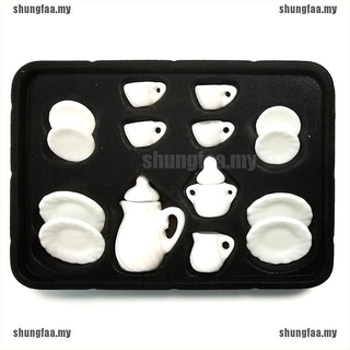 SFFA 15Pcs 1:12 miniatura porcelana taza de té Set Chintz flor vajilla juguetes de cocina (7)