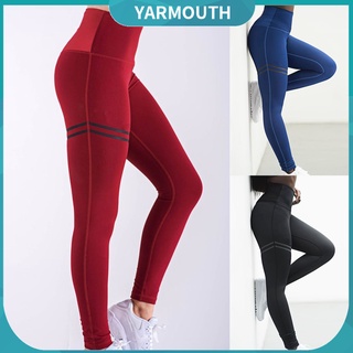 yar_leggins elásticos de cintura alta para mujer con color sólido para yoga/fitness