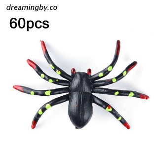 dreamingby.co 60pcs/set Halloween Party Decoration Ornaments Prank Tricky Simulation Scary Spotted Spider Haunted House Bar Scene Layout Decor Props