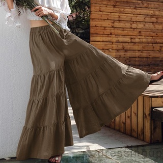 Dre-mujer Color sólido suelto ajuste elástico cintura ancha pierna falda larga para primavera, otoño
