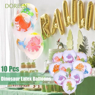 DOREEN 10 pzs globos de dinosaurio transparentes juguetes para niños/suministros de fiesta jurásico de navidad 12 pulgadas favores DIY Jungle decoraciones de cumpleaños/Multicolor (1)