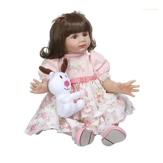 Haha 24in realista Reborn muñeca de silicona suave vinilo recién nacido bebés niña realista hecho a mano juguete para niños regalo de navidad