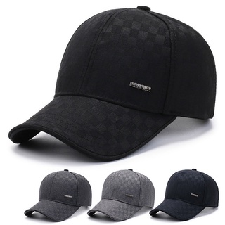 New Men's Baseball Cap Fashion Plaid Peaked Cap Outdoor Fleece Warm Hat
