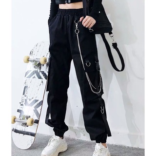[*yloofah*] mujer moda cintura alta suelta deporte trabajo harén cargo pantalones streetwear pantalones (1)
