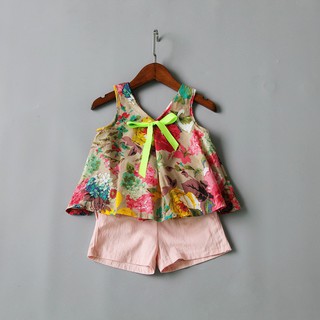 Verano arco decoración vestido sin mangas de bebé + pantalones cortos lindos (2pcs) (6)
