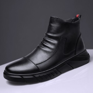 Zapatos De Los Hombres Otoño Martin Botas De Viento De Alta Parte Superior casual Versión De La Tendencia Salvaje Negro (7)