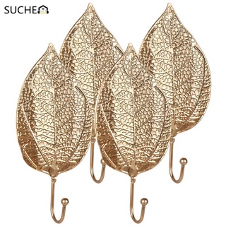SUCHENN Gift Leaf Shape For Towel Clothes Wall Hanger Wrought Iron Hook Gold Bathroom Organization Home Decoration Nordic Style Hanging Storage Rack/Multicolor