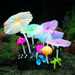 Decoración de acuario fluorescente de plantas acuáticas simuladas de silicona con ventosa (3)