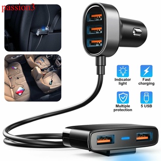PASSION3 6.2A Fast Charging Car Charger 31W Multi 5 USB Ports Adapter For iPhone Samsung