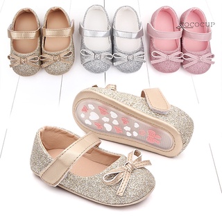 coc 1 par de zapatos de bebé bowknot diseño antideslizante de cuero sintético recién nacido cuna zapatos para niñas