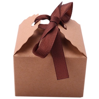 10pcs vintage retro kraft caja de papel, bricolaje boda favor caja de regalo, pequeña caja de pastel individual embalaje con cinta marrón