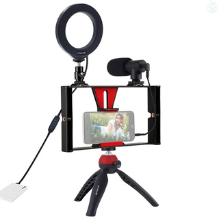 Puluz anillos de Selfie regulables con soporte para teléfono celular y trípode estabilizador y micrófono LED cámara Ringlight para transmisión en vivo/maquillaje fotografía Vlogging grabación de vídeo