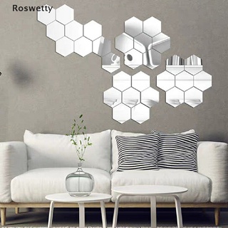 Roswetty 12 Pzs Calcomanías De Espejo Acrílico Hexagonal 3D Para Pared DIY Arte Decoración Del Hogar PH Decorativo